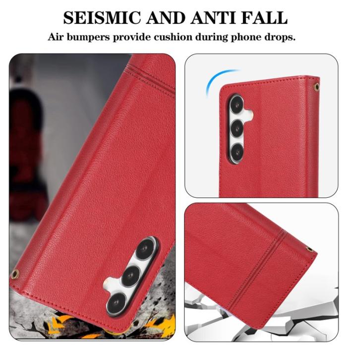 OEM - Mobilfodral för Samsung Galaxy S26 TKonstläder Flip - Röd