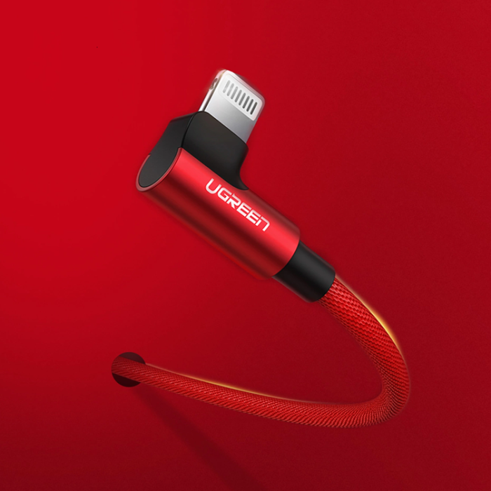 Ugreen - Ugreen USB Till Lightning 1m Kabel MFi 2.4A US299 - Röd