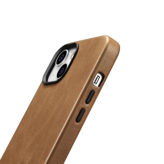 ICARER - iCarer iPhone 14 Plus Skal Magsafe Äkta Läder Oil Wax - Ljusbrun