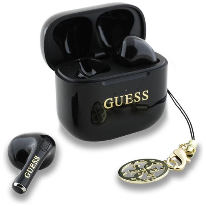 Guess - Guess TWS In-Ear Hörlurar Glossy Effect Printed Logo & Charm - Svart