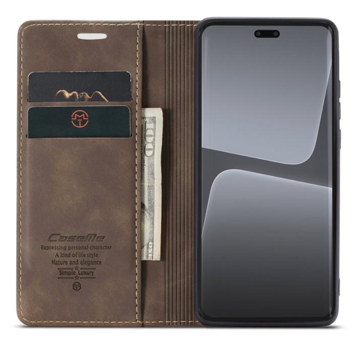 Caseme - CASEME 013 Series Xiaomi 13 Lite Plånboksfodral Ställ Konstläder Brun