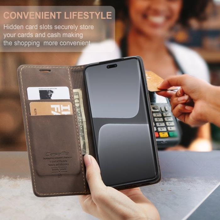 Caseme - CASEME 013 Series Xiaomi 13 Lite Plånboksfodral Ställ Konstläder Brun