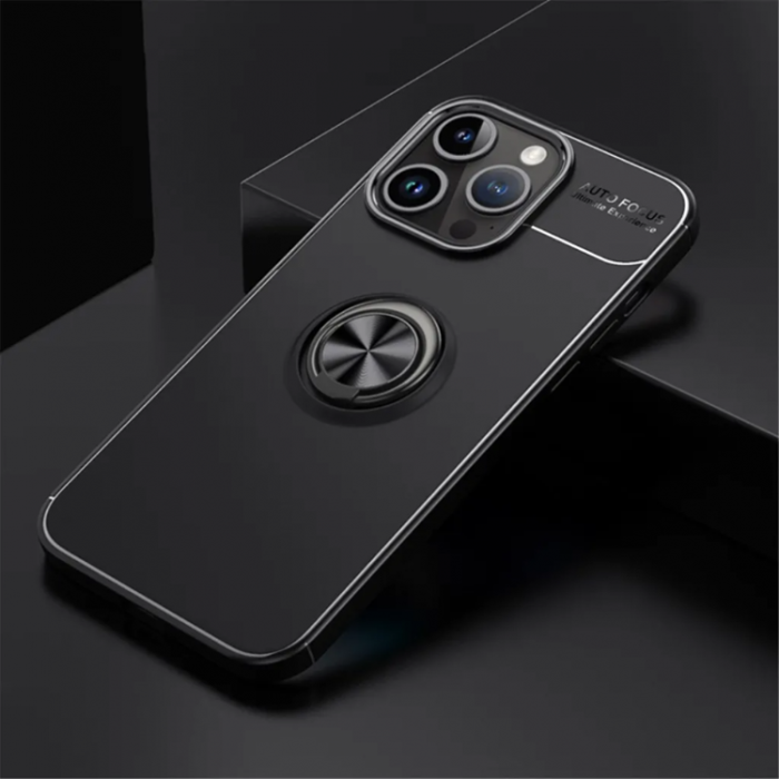 Taltech - iPhone 15 Pro Max Mobilskal Ringhållare - Svart