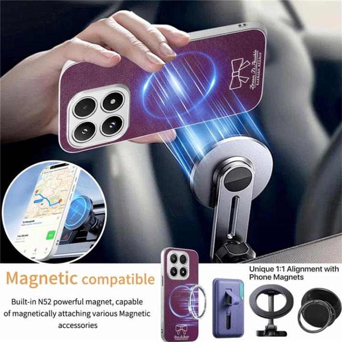 A-One Brand - Mobilskal för Xiaomi 17 Magnetisk PU-läder Butterfly Bow Pattern