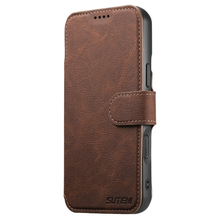 SUTENI - SUTENI iPhone 17 Pro Plånboksfodral Detachable Q-05 - Brun