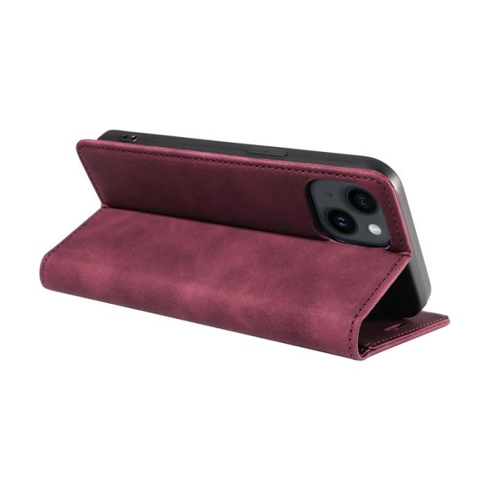 BETOPNICE - BETOPNICE 003 iPhone 15 Plånboksfodral RFID Blocking Konstläder - Röd
