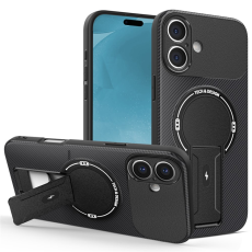 A-One Brand - iPhone 17 Mobilskal MagSafe Kickstand Carbon Fiber - Svart