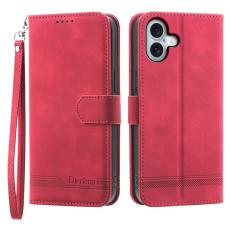 DIERFENG - DIERFENG DF-03 iPhone 16 Plus Pl&aring;nboksfodral Konstl&auml;der - R&ouml;d
