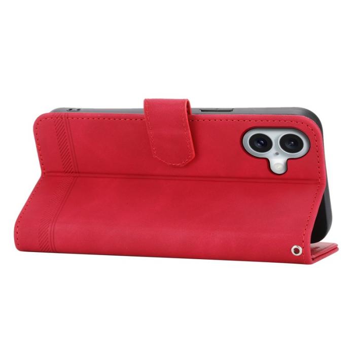 DIERFENG - DIERFENG DF-03 iPhone 16 Plus Plånboksfodral Konstläder - Röd