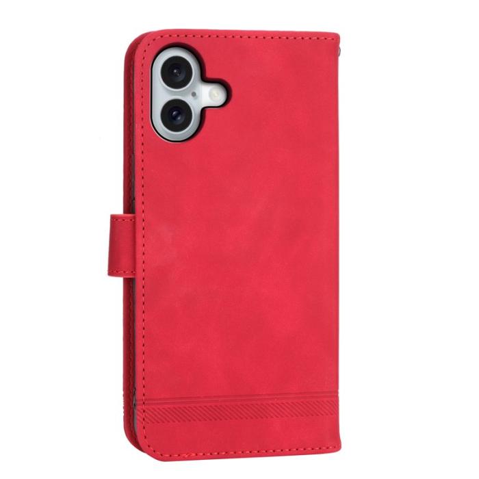 DIERFENG - DIERFENG DF-03 iPhone 16 Plus Plånboksfodral Konstläder - Röd