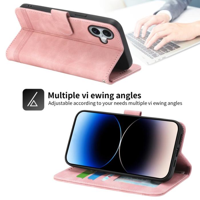 DIERFENG - DIERFENG DF-03 iPhone 16 Plus Plånboksfodral Konstläder - Rosa