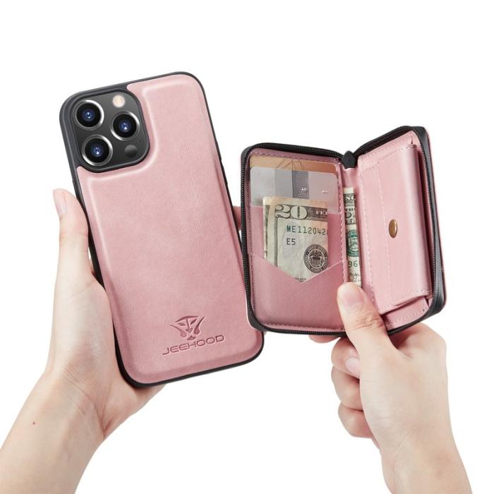 JEEHOOD - JEEHOOD 2-i-1 Hybrid Mobilskal med för iPhone 13 Pro - Rosa