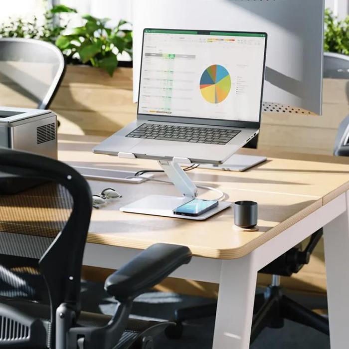 ALOGIC - ALOGIC Elite Power Laptop-stativ med trådlös laddare - Vit