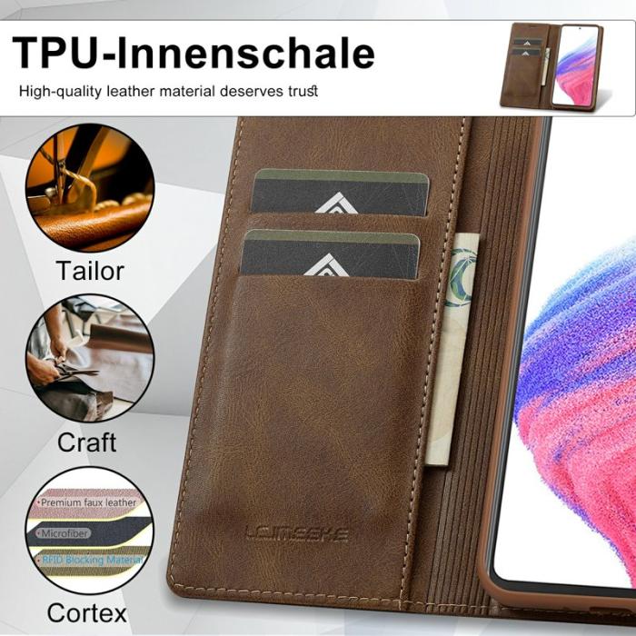 LC.imeeke - LC.IMEEKE Samsung Galaxy A54 5G Fodral KonstLäder - Brun