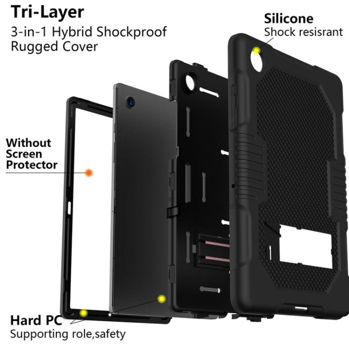 A-One Brand - Galaxy Tab A8 10.5 (2021) Skal Robot B2 Kickstand - Svart