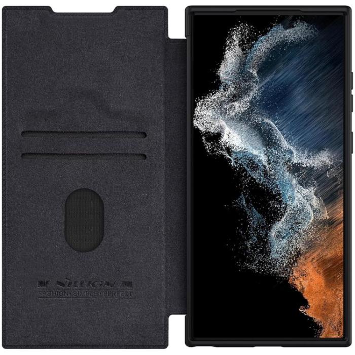 UTGATT1 - Nillkin Galaxy S23 Ultra Plånsboksfodral Qin Läder Pro - Svart