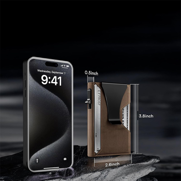 A-One Brand - Minimalistisk ID Window Korthållare i Äkta Läder