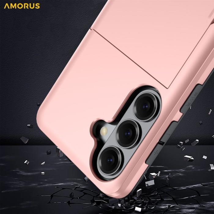 Amorus - AMORUS Samsung Galaxy S26 Plus Skal Plast Med Kortfack - Silver