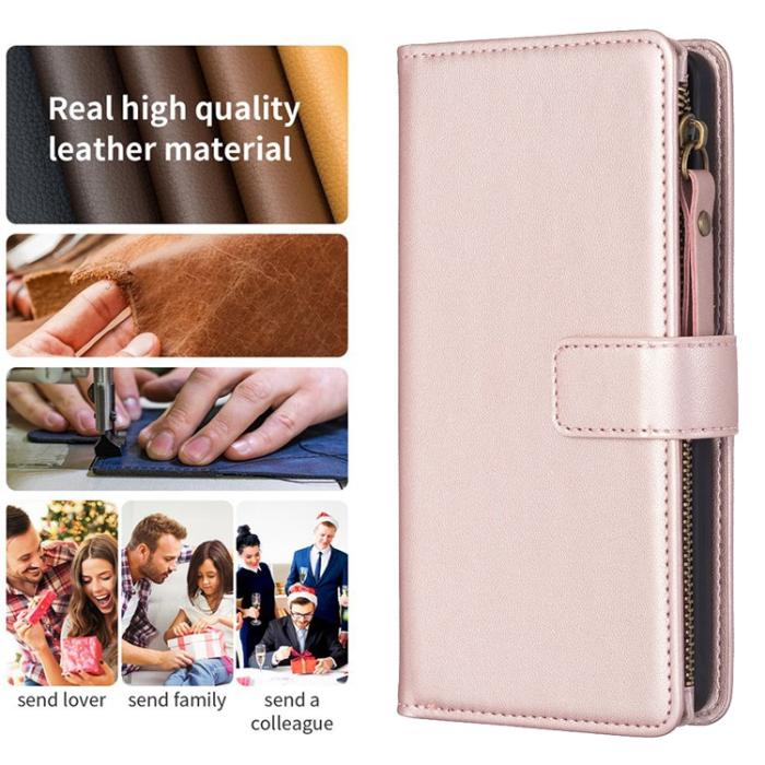OEM - iPhone 15 Pro Max Plånboksfodral Zipper Flip - Rosa Guld
