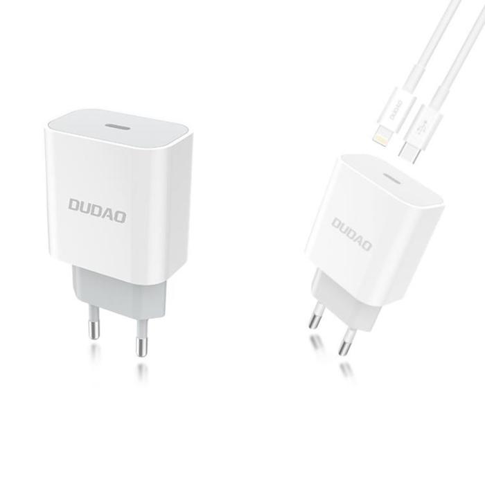 Dudao - Dudao Quick EU Väggladdare Lightning Kabel USB Type-C 18W - Vit