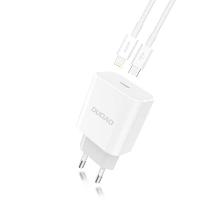 Dudao - Dudao Quick EU Väggladdare Lightning Kabel USB Type-C 18W - Vit