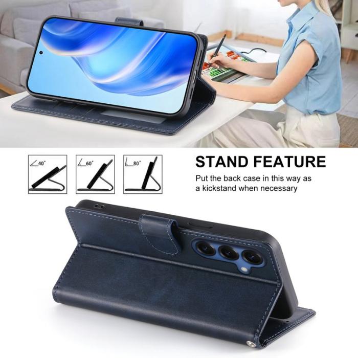 OEM - Samsung Galaxy S26 Fodral Ställ PU Läder Flip Skydd - Blå