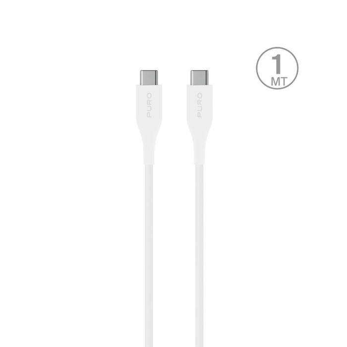 Puro - Puro Plain USB-C - USB-C 2A 1m Kabel - Vit