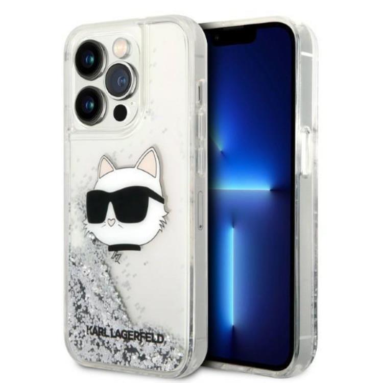 Karl Lagerfeld iPhone 14 Pro Skal Glitter Choupette Head - Silver | 2353 | AlltMobil