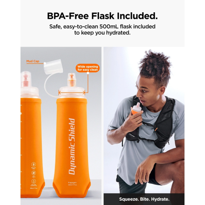 Spigen - Spigen A721 Dynamic Shield Löparväst (L-XL) + Mjuk Kolv Svart