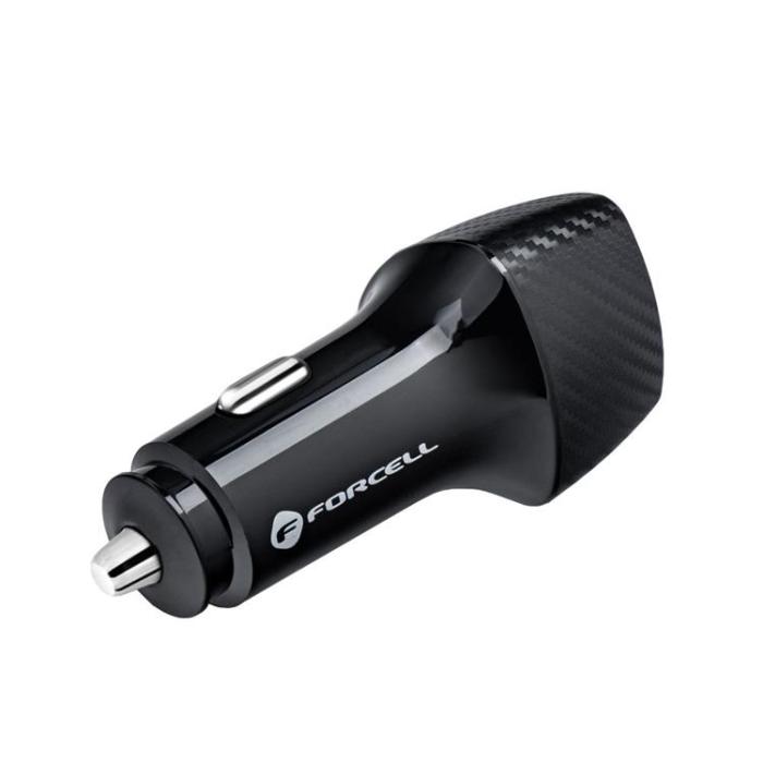 Forcell - Forcell Billaddare USB-C Med Kabel Typ-C - Svart