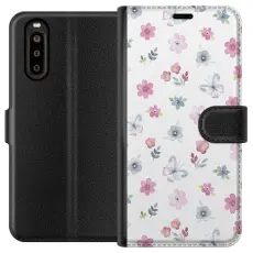 Gustaf - Pl&aring;nboksfodral till Sony Xperia 10 II med Blommor och fj&auml;rillar