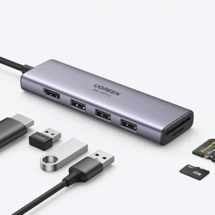 Ugreen - Ugreen 6in1 Multifunktionell USB-C HUB Till HDMI - Grå