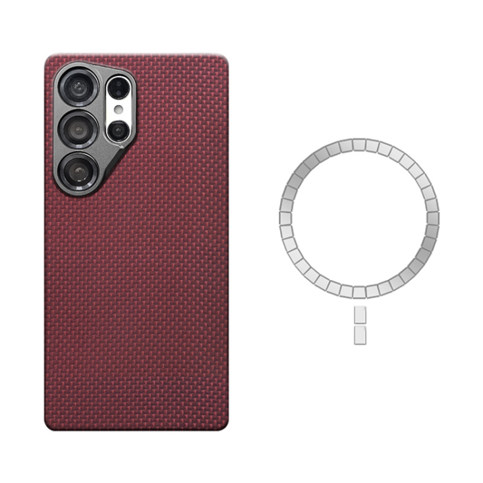 A-One Brand - Galaxy S25 Ultra Mobilskal MagSafe Kevlar - Röd MiGe