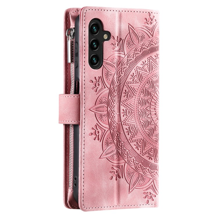 A-One Brand - Galaxy A34 5G Plånboksfodral Mandala Flower Imprinted - Rosa