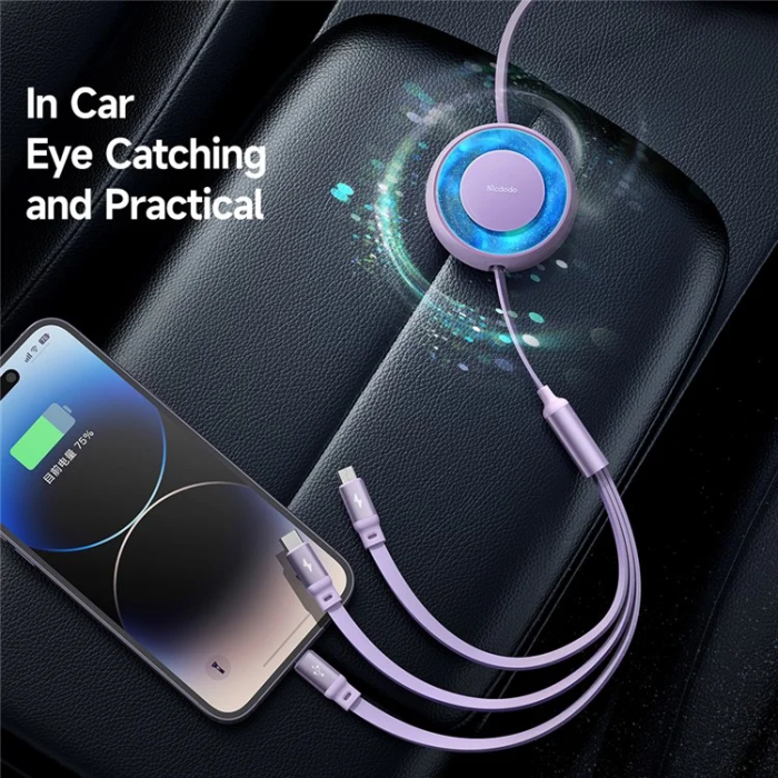 MCDODO - MCDODO Retractable 3in1 USB/USB-C/MicroUSB/Lightning Kabel 1M