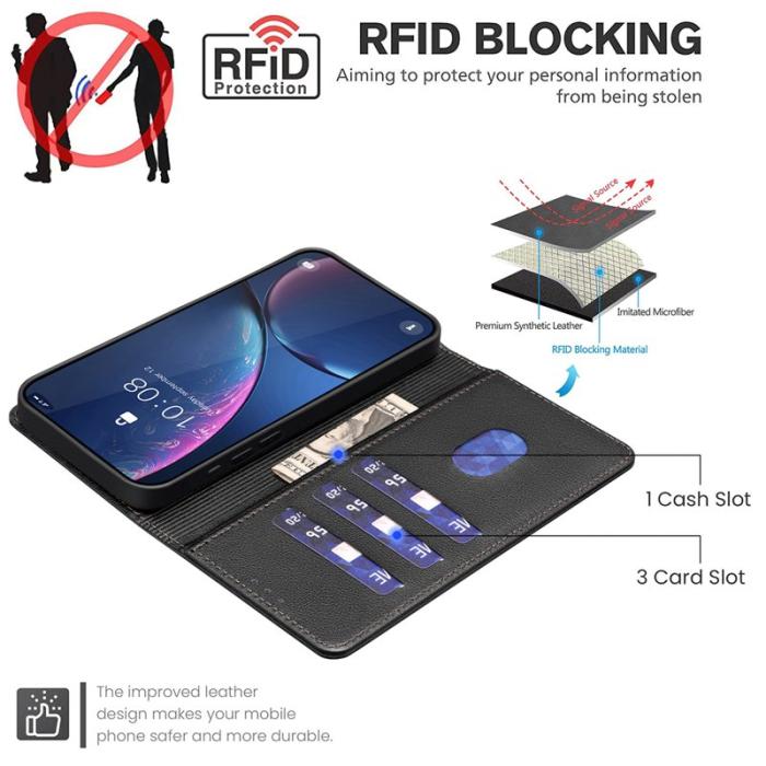 BINFEN COLOR - BINFEN Samsung Galaxy S26 Plus Fodral Äkta Läder RFID Skydd - Svart