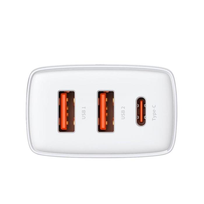 BASEUS - Baseus Compact Väggladdare USB-C Till 2x USB 30W - Vit