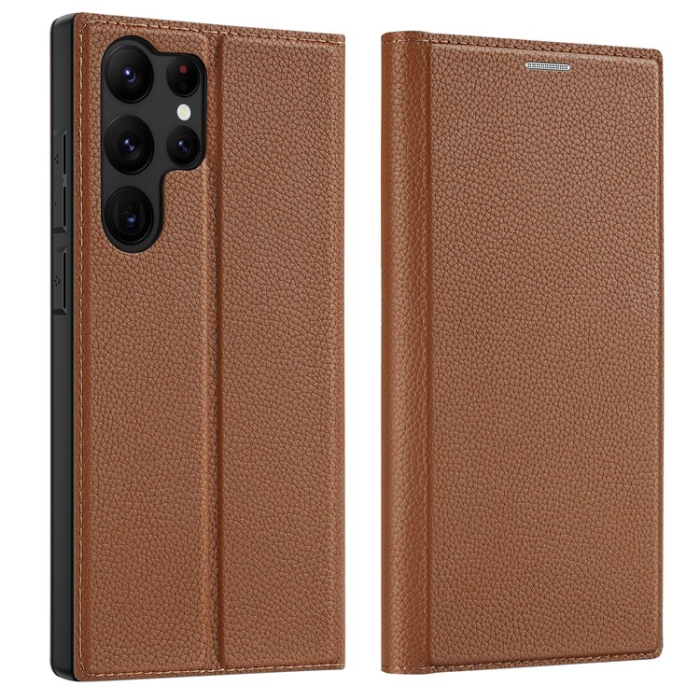 Dux Ducis - Dux Ducis Galaxy S23 Ultra Plånboksfodral Skin X2 Magnetic - Brun