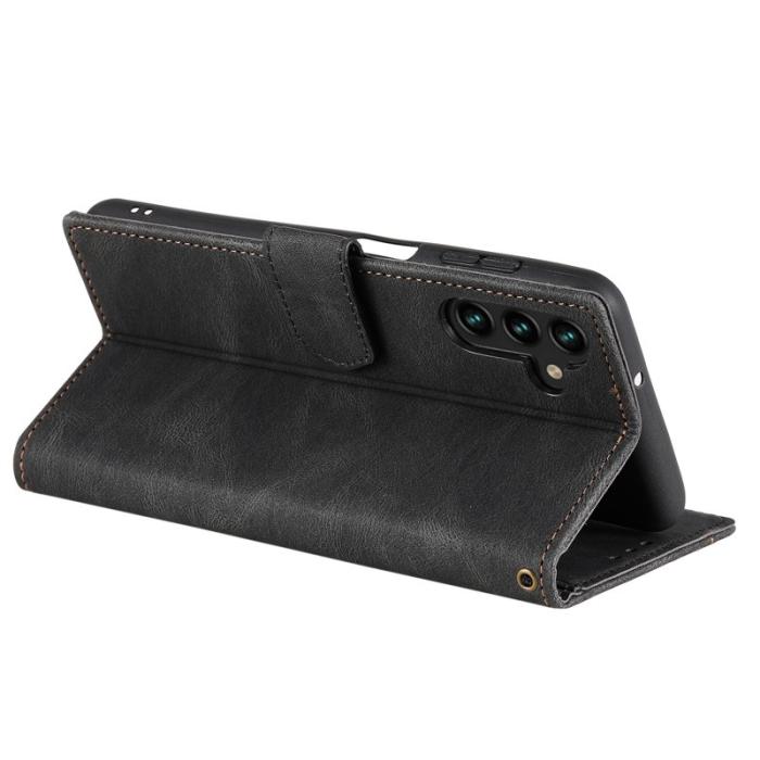 OEM - Samsung Galaxy S26 Fodral Äkta Läder Splicing Stitching - Svart