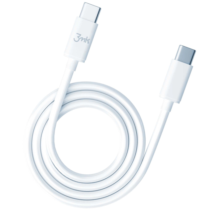 3MK - 3mK Hyper USB-C till USB-C kabel 100W 2m - Vit