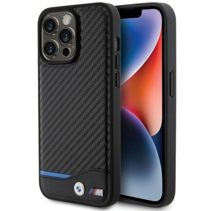BMW - BMW iPhone 15 Pro Mobilskal Läder Carbon - Svart