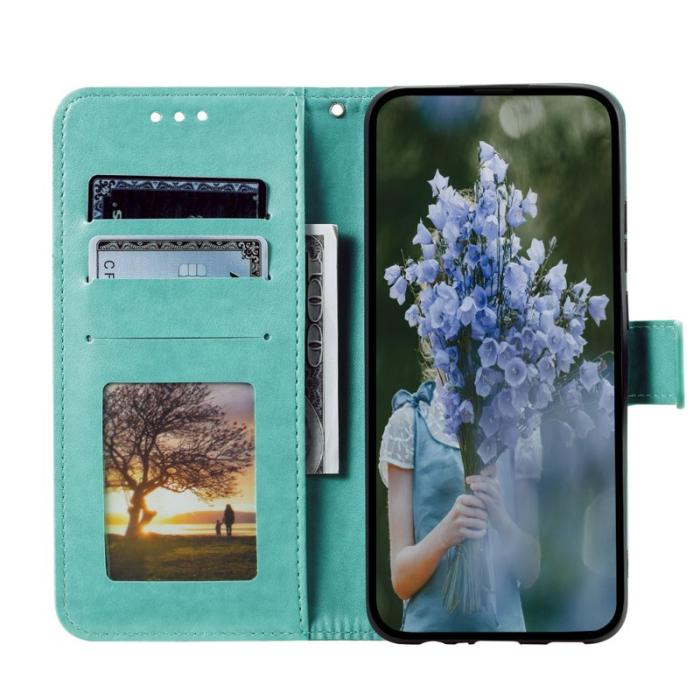 OEM - Samsung Galaxy S26 Plus Plånboksfodral Imprinted Totem Konstläder - Mintgrön