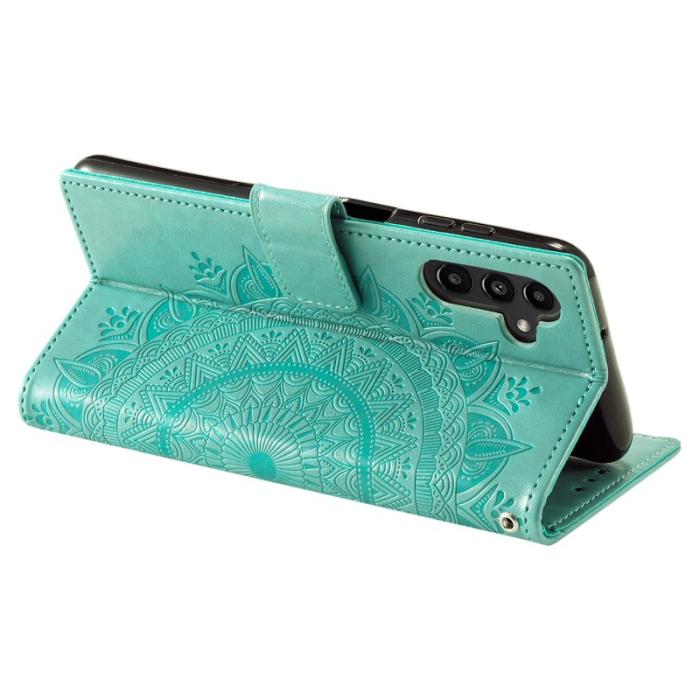 OEM - Samsung Galaxy S26 Plus Plånboksfodral Imprinted Totem Konstläder - Mintgrön