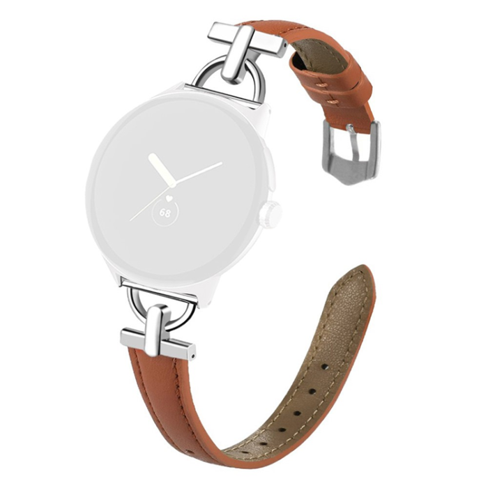 A-One Brand - Google Pixel Watch 3 45mm Armband Äkta Cow Läder - Brun