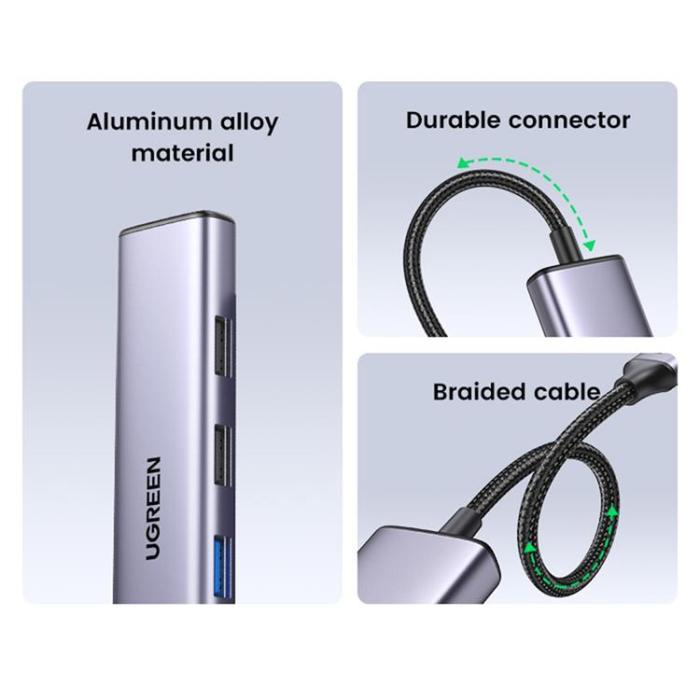 Ugreen - UGreen Adaptrar Multifunctional - Grå