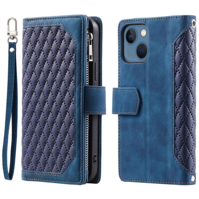 OEM - iPhone 14 Plånboksfodral Rhombus - Blå