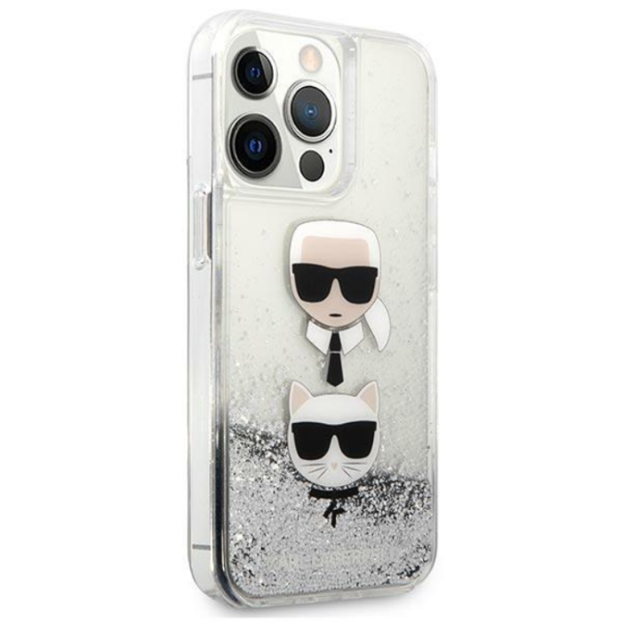 KARL LAGERFELD - Karl Lagerfeld iPhone 13 Pro/13 Skal Liquid Glitter Head - Silver