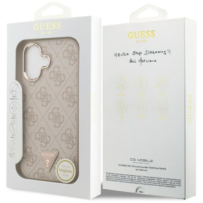 Guess - Guess iPhone 17 Mobilskal MagSafe 4G Triangle Logo - Rosa Guld