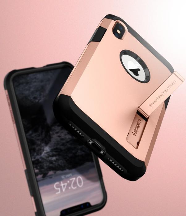 UTGATT4 - SPIGEN Tough Armor Skal till Apple iPhone XS / X - Blush Gold