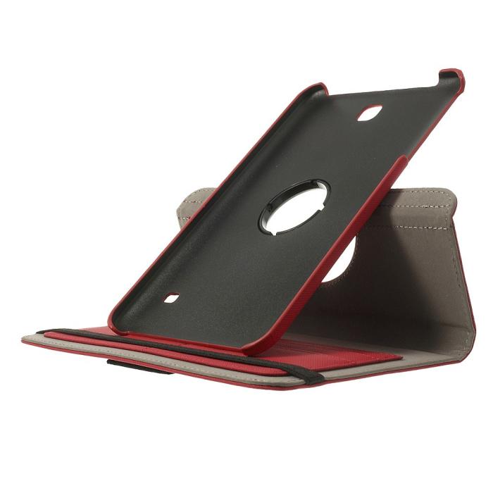 OEM - Denim Rotating Plånboksfodral till Samsung Galaxy Tab 4 8.0 (Röd)